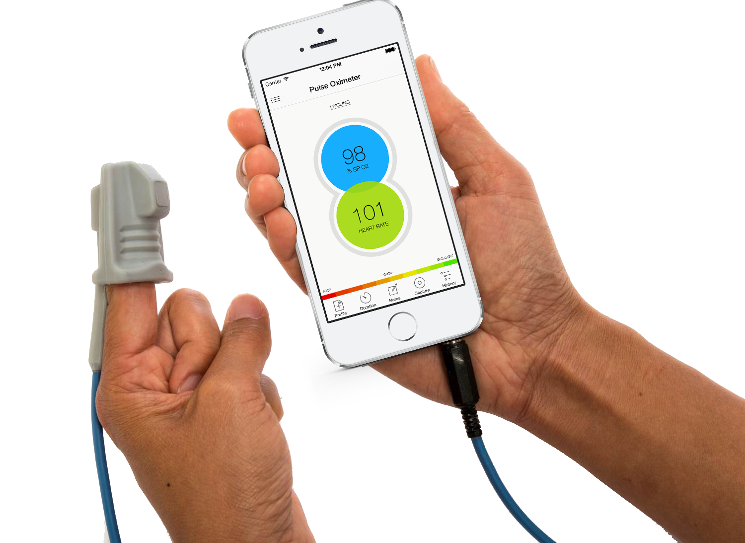 The Phone Oximeter - phone and sensor