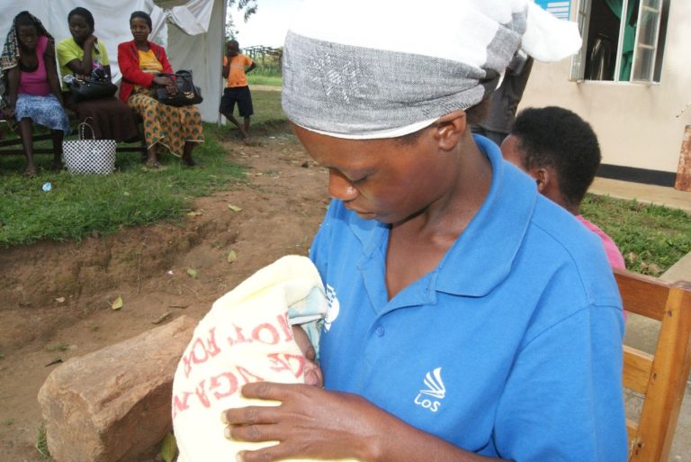 A mother with her baby at the Kihihi Health Centre IV where she had just given birth. Photo courtesy of Amref Health Africa in Uganda
