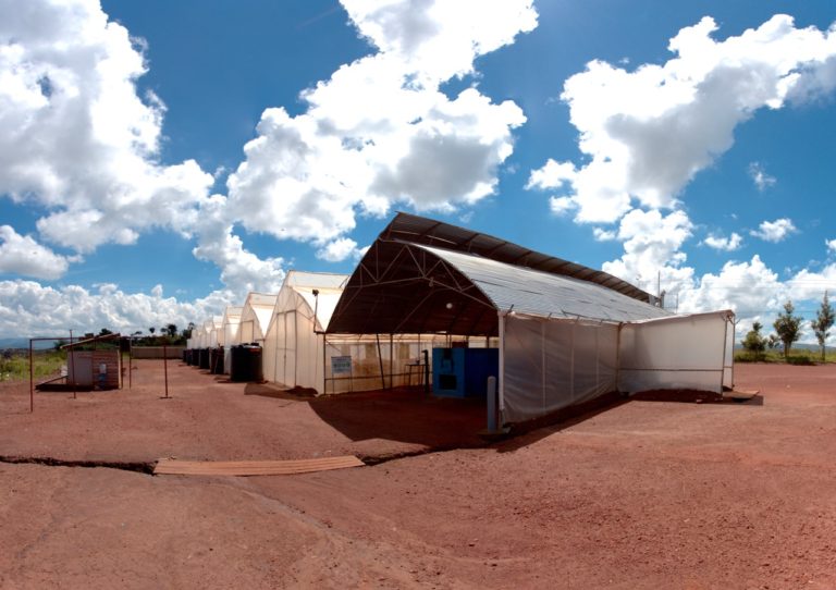 The greenhouse and thermal dryer bay at the Pivot Works plant. After solar drying, the fuel is run through the thermal dryer for additional moisture removal and sanitization.