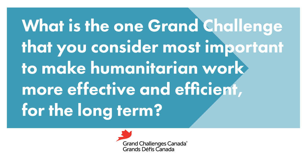 What is the one Grand Challenge that you consider most important to make humanitarian work more effective and efficient, for the long term?