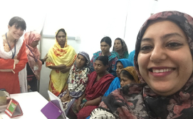 0612-01-10 Co-PI Micaela Collins w Bangladeshi garment factory workers (4)