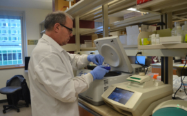 Laboratory technician Morris Kostiuk processing a batch of ddPCR cervical swab samples. Photo credit Andre Isaac.