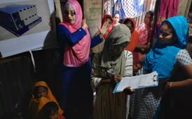 Community facilitators promote sanitation service and sanitary block to be constructed in Bhashantek slum, Dhaka