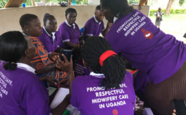 The Shanti Uganda Society - VHT members trained on mobile app to track visits. Photo credit Shanti Uganda