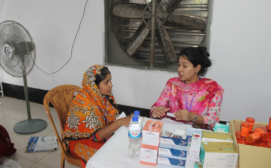 Patient (RMG worker) counseling by HAEFA's Medical Officer, Sripur, Mawna, Bangladesh.  photo: by HAEFA