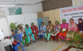 Health Screening of the Garment Factory Workers in Savar, Dhaka for NCD and ID using NIROG EMR. photo by: by HAEFA