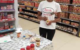 Promoting Terik Jam in a Nairobi supermarket